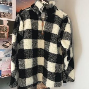 Plaid Sherpa Quarter-Zip Pullover